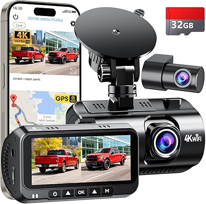 Front and Rear Dash Cam for Truck: 4K+1080P Dual Dash Camera for Pickup Ford F150 F250 Ram 1500-5G WiFi Quick Video Access 15-Min Install Record Every Moment for Accident Evidence by Befumly